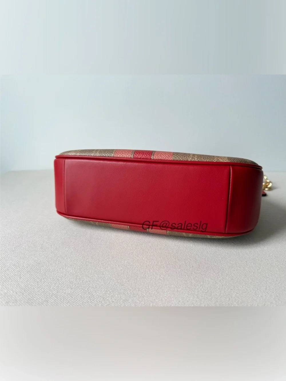 Coach Teri Shoulder Bag In Signature Canvas With Stripe Gold/Tan CAL81 NWT